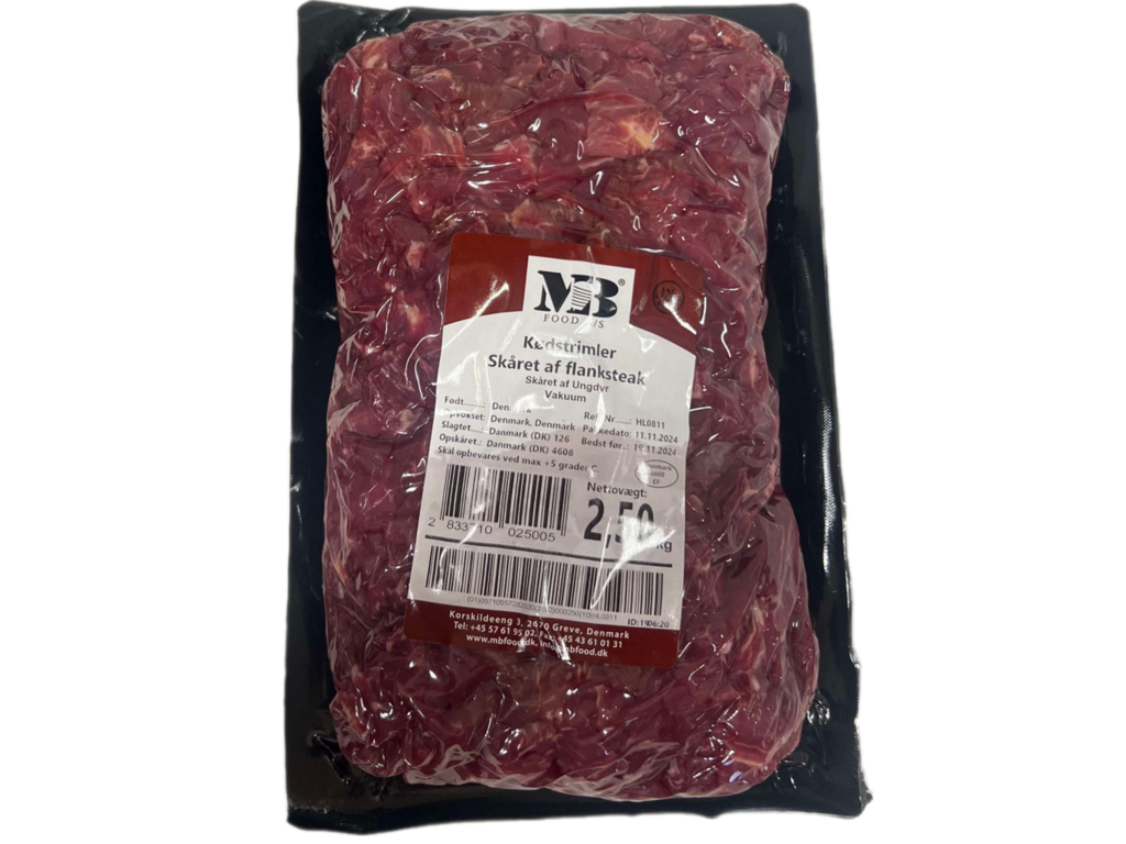 Kødstrimler Flanksteak - 2,5 kg
