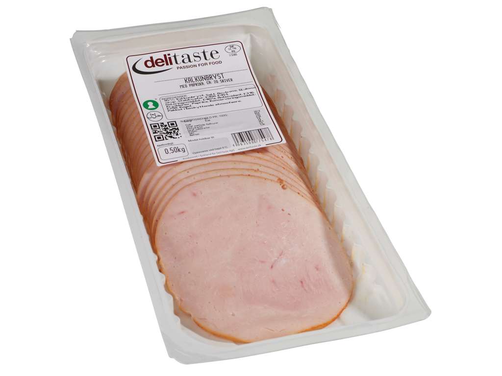 Kalkunbryst m. Paprika i Skiver - 500 g