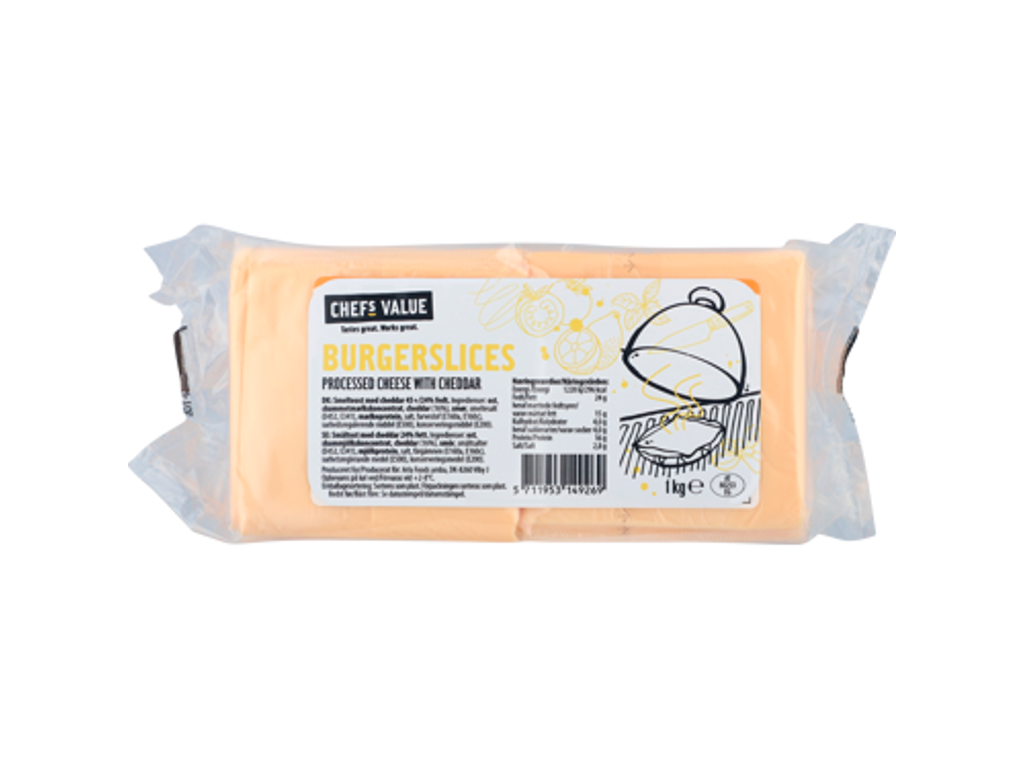 Cheddar Slices Chefs Value  - 1 kg