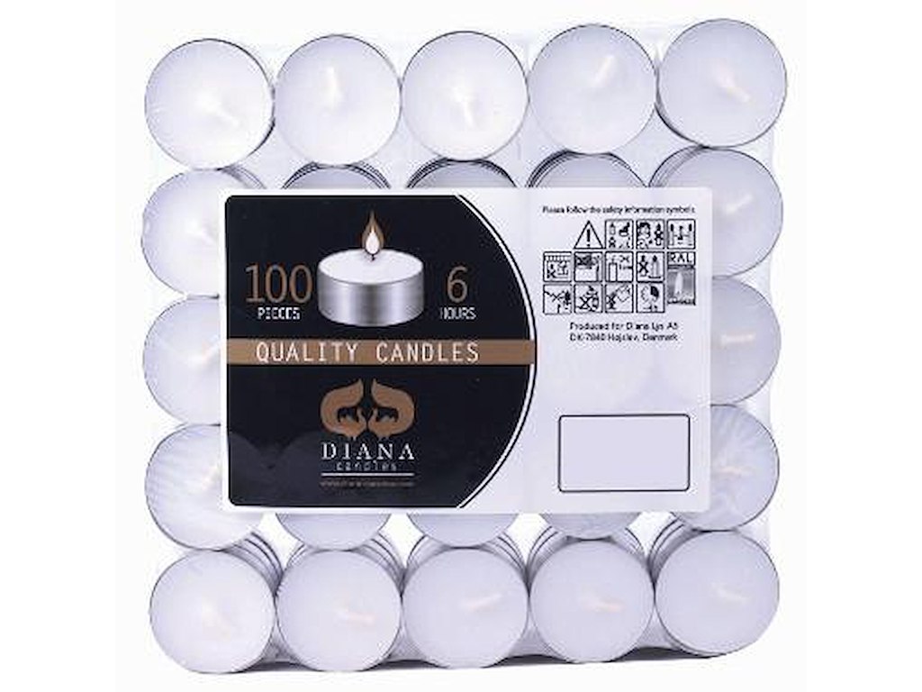 Fyrfadlys Lille (6 timer) - 100 stk